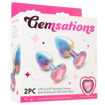 Set d’entraînement anal Gemsations Heart Gem, 2 plugs en aluminium body-safe, gemmes scintillantes en forme de cœur, petit et grand, bleu violet jaune