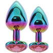 Set d’entraînement anal Gemsations Heart Gem, 2 plugs en aluminium body-safe, gemmes scintillantes en forme de cœur, petit et grand, bleu violet jaune