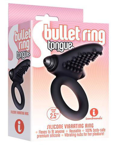Picture of Icon Brands – The Nines S-Bullet Ring Tongue – Black (2.5 inches)